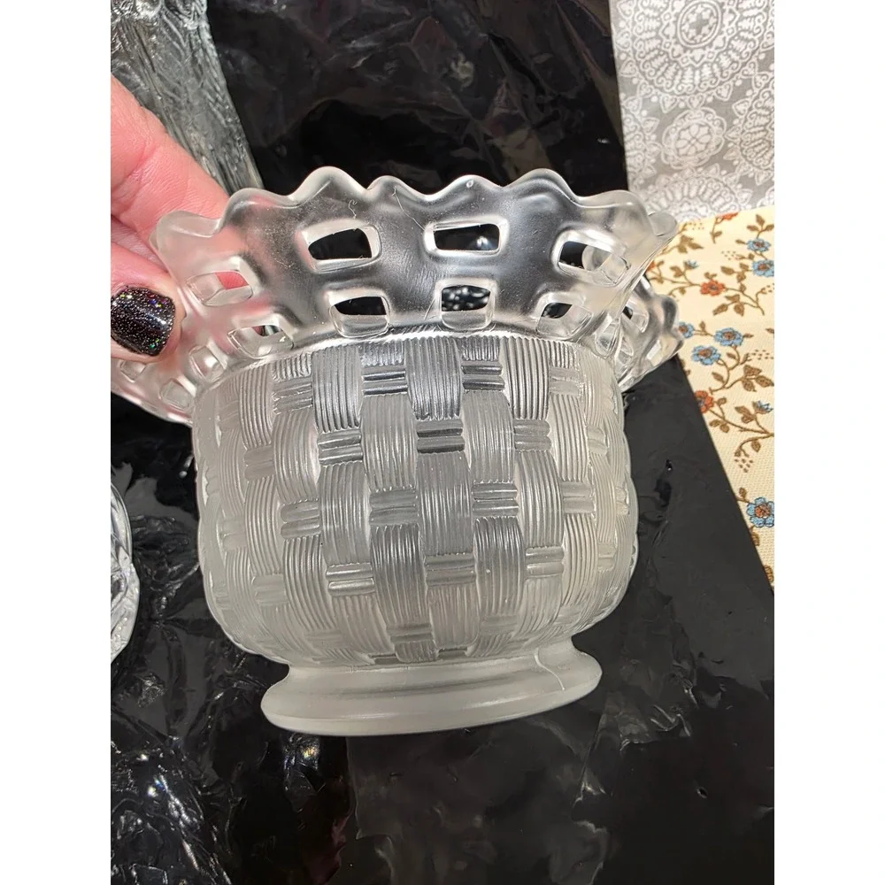 Crystal Clear Glass Vases and Bowls Set Home‎ Decor Floral Arrangement lot of 3